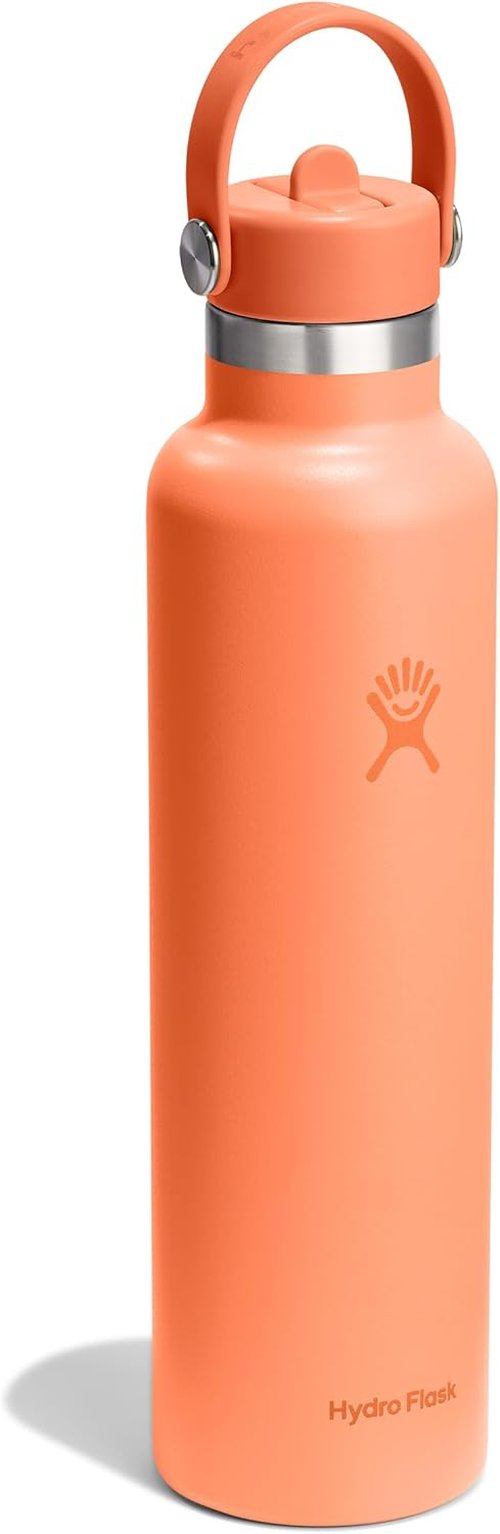 Hydro Flask Water Bottle - Insulated Stainless Steel - Leakproof Straw Lid | 24 Oz Nectar Orange
