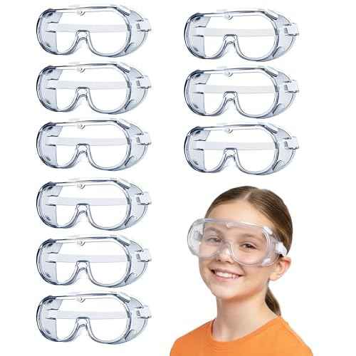 Kids Safety Goggles 9 Pack- Adjustable Lightweight Safety Glasses, Clear Eye Safety Protection