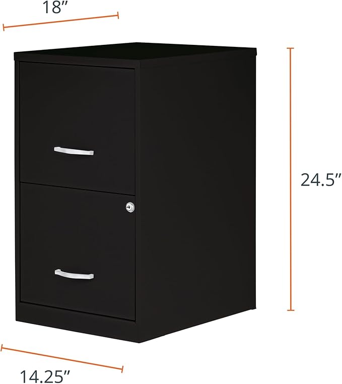 2 Drawer Locking Filing Cabinet | Pre-Assembled Steel Construction | Space-Saving Design is Perfect for Home and Small Office | Letter-Size | Assembled in North America