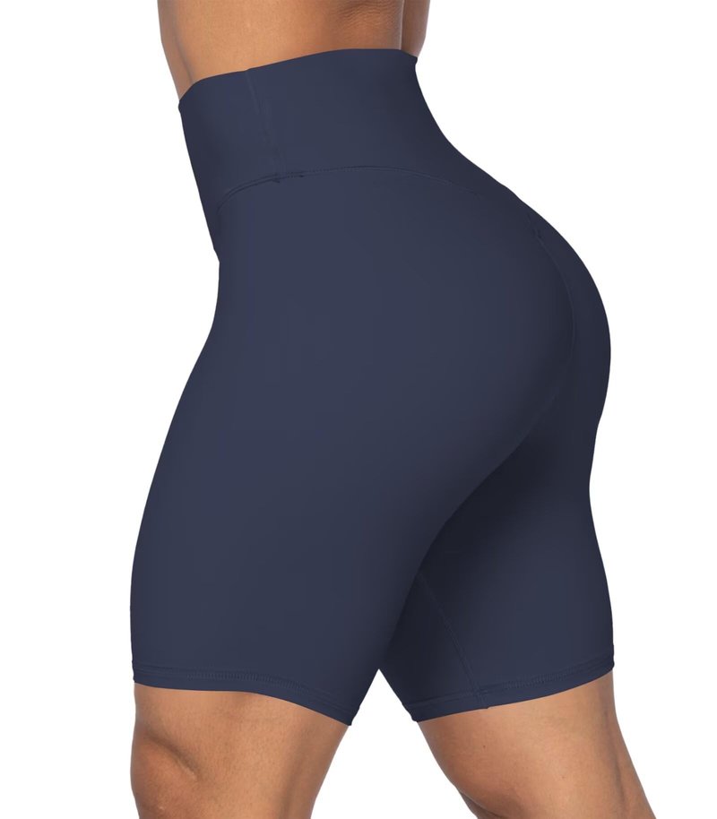 Sunzel No Front Seam High Waist Biker Shorts for Women, Squat Proof Yoga Workout Gym Bike Shorts 8" Inseam Ash Blue Medium