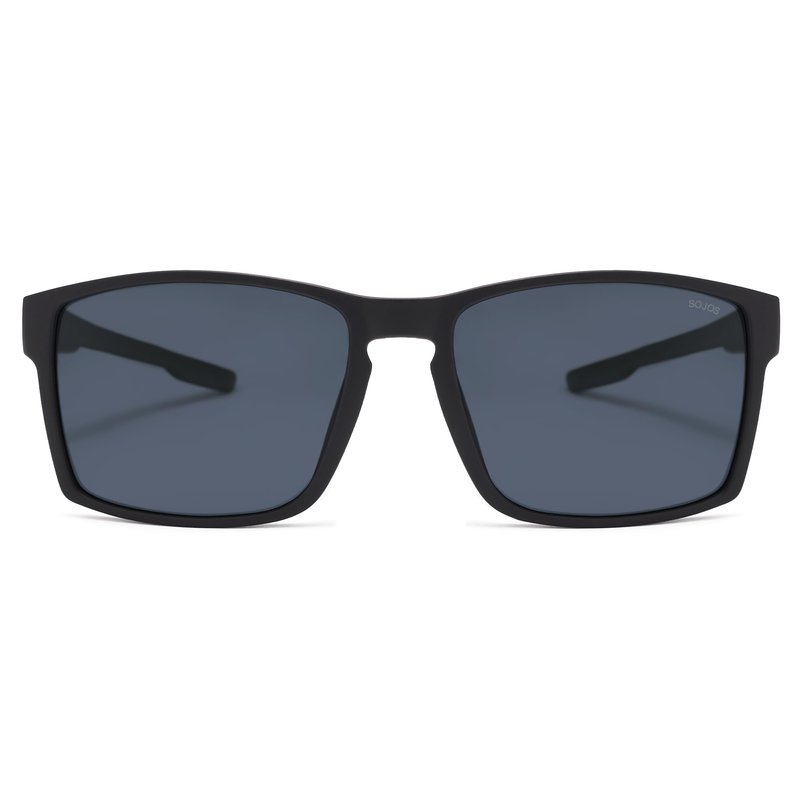 SOJOS Polarized Sunglasses for Driving, Outdoor Sports - Square UV Protection Shades Men Women, Matte Black/Grey