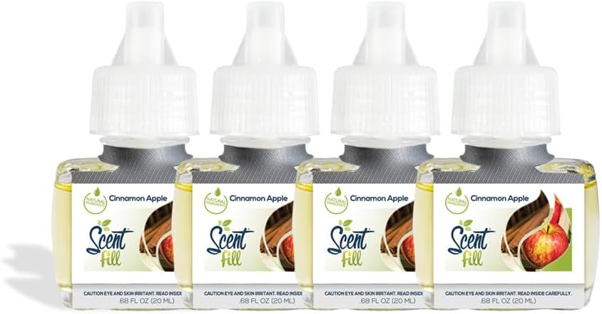 Scent Fill Cinnamon Apple Plug in Air Freshener, 4 Scented Oil Refills