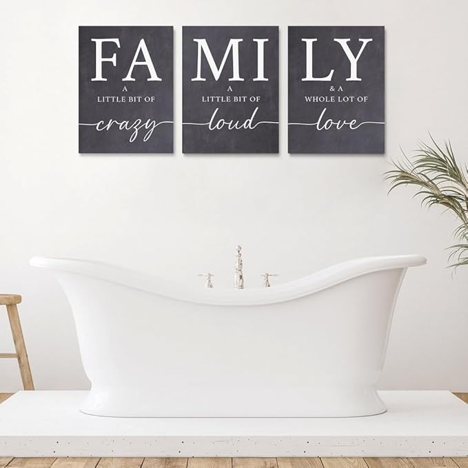 GUBIYU Gray Family Wall Art Set of 3 20"X28" Modern Farmhouse Decor
