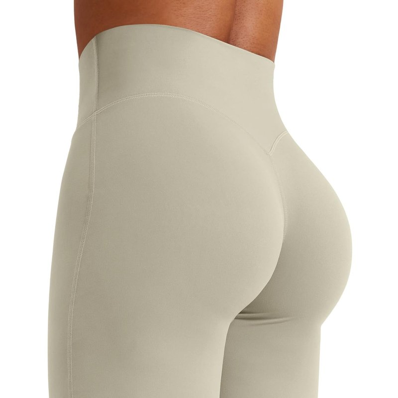 YEOREO Workout Leggings Womens No Front Seam Straight Leggings 31.5" High Waist Buttery Eddiy Gym Yoga Pants Light Sand M