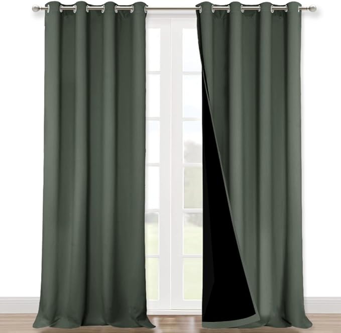 NICETOWN Full Shading Curtains for Windows, Super Heavy-Duty Black Lined