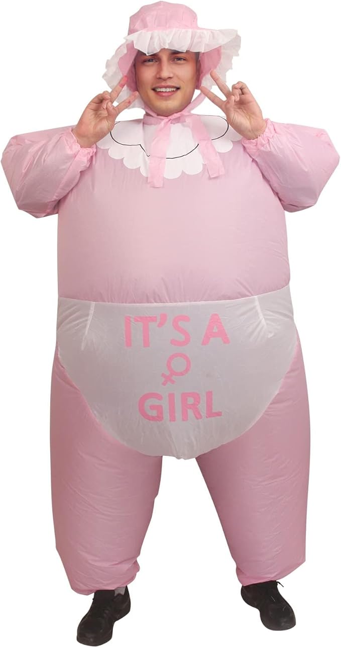 IRETG Inflatable Baby Costume for Adults Funny Blow Up Costume for Baby Shower Gender Reveal Party