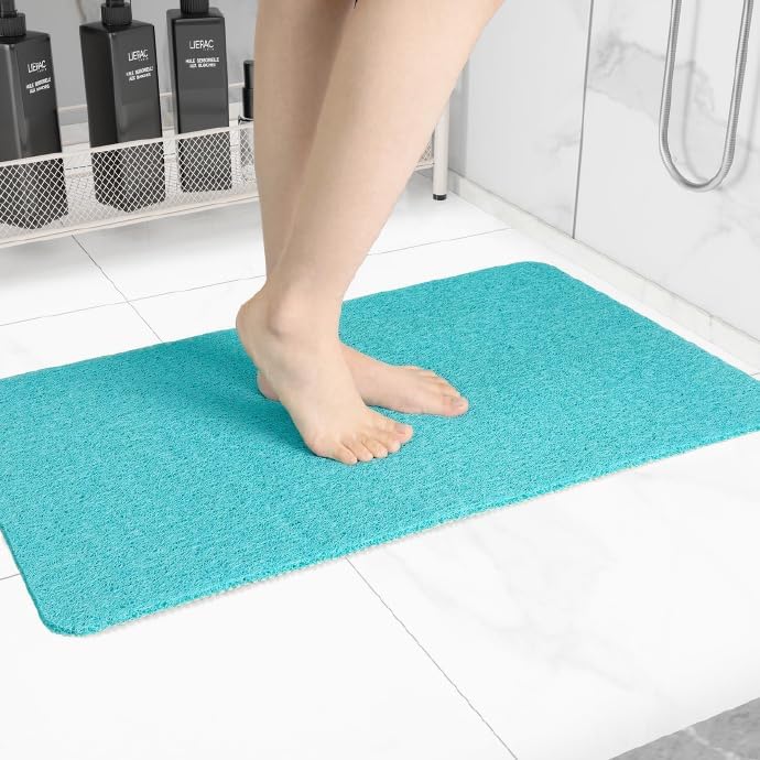 Non-Slip Bathtub Mat, Anti Slip Shower Mat, Fast Drying Bathtub Mats, Foot Scrubber Mat, Anti Slip Mat for Tub, Floor, Bathroom, Kitchen, Home, Hotel (Turquoise Blue 36"×24")