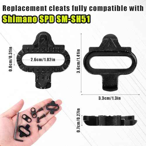 Black Bike Cleats Clips Replacement, Cycling Cleats for Indoor Cycling Spinning Biking Compatible with Shimano MTB SPD SM-SH51 and Look X-Track Pedals Parts