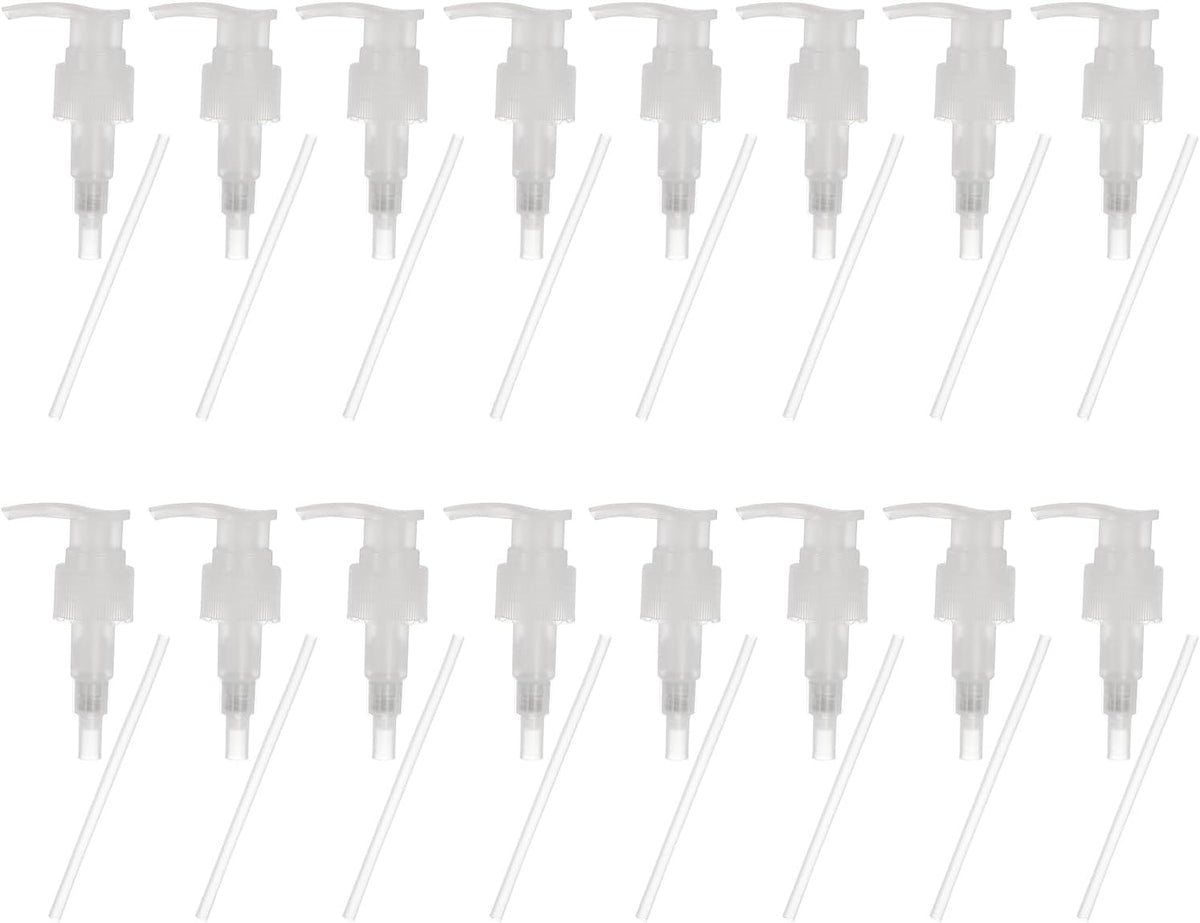 uxcell 16 Pcs Soap Dispenser Pump Heads Soap Dispensers Top Pumps Replacement Switch Pumphead for Standard 24/418 Neck Size Lotion Shampoo Bottle, Transparent