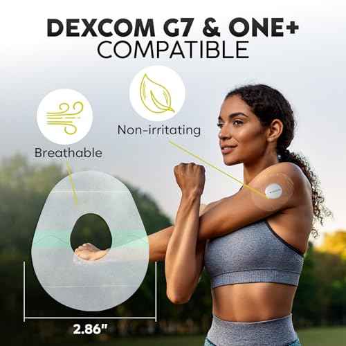 Adamson Dexcom G7 Over Patches Waterproof ? 40 Clear Adhesive Patches ? Transparent CGM Covers No Glue on Sensor ? Strong Hold ? Hypoallergenic & Sweatproof
