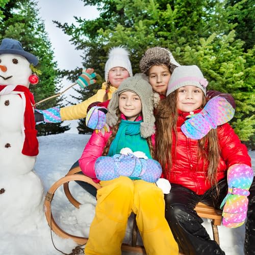 Kids Gloves Winter Toddler Mittens Girls Snow Ski Glove Waterproof Warm Sherpa with Long Cuff Snowboard Gloves