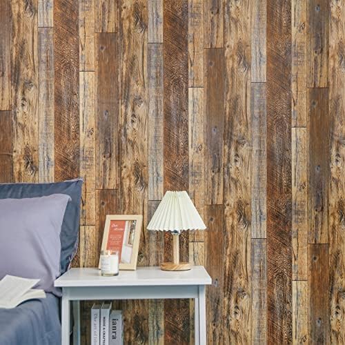 TANONE Wood Contact Paper Peel and Stick Wallpaper, Shiplap Wall Paper Wood