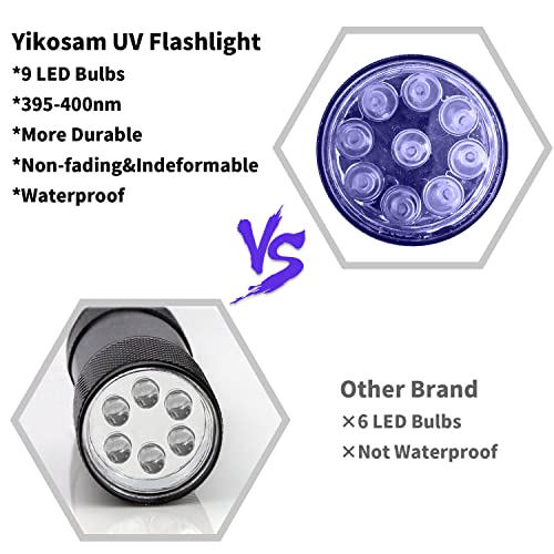 10 Pcs UV Black Light Flashlights Bulk, 9 Led 395-400nm Mini Blacklight Handheld Portable Torch Pet Urine Detector for Bed Bug, Hair, Dog Cat Urine and Stains Batteries Included
