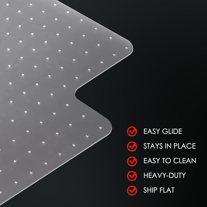 Kuyal Office Chair Mat for Carpet, 2 Pack 36x48 Clear Heavy Duty Computer Chair Mat with Lip, Under Desk Protector Carpeted Floors Mat, Easy Chair Movement,Ship Flat