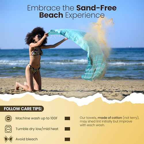 Gold CASE LYCIA Turkish Beach Towel Set of 6 ? 100% Cotton Turkish Beach Towels Bulk 70 x 38'' ? LYCIA Oversized, Quick Dry & Sand Free Beach Towel ? Lightweight Towels Set in Black