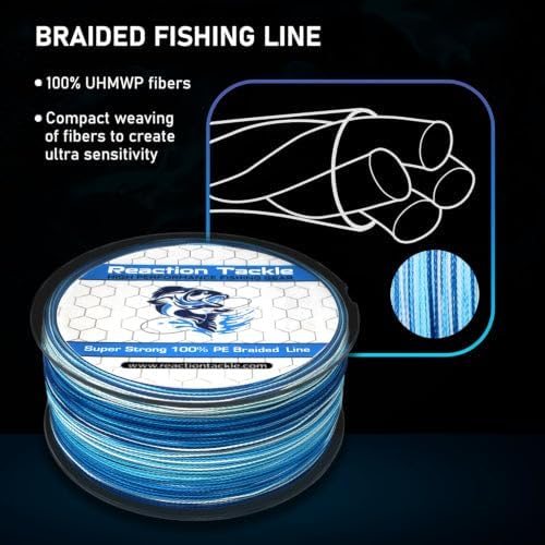 Reaction Tackle Braided Fishing Line - Pro Grade Power for Saltwater & Freshwater Fishing - High Visibility Color