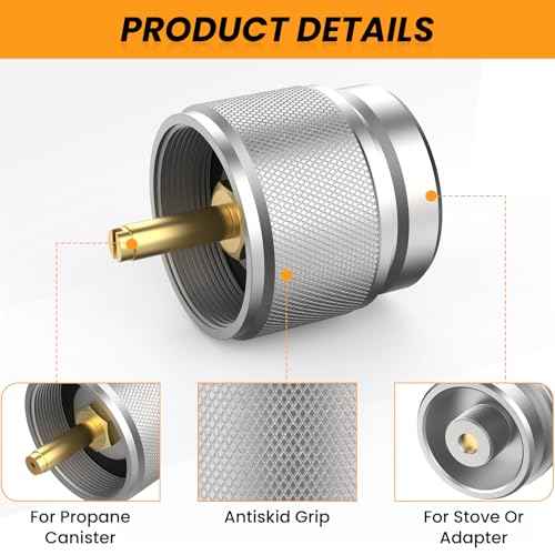2 Pcs Camping Stove Adapter, LPG Canister Adapter, 1 Lb Propane Tank Input EN417 Lindal Valve Output Propane to Butane Adapter for Backpacking Stove Portable Burner Heater (Silver)