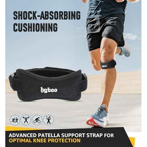 2-Pack Patella Tendon Knee Brace Straps, Adjustable Knee Support Patella Stabilizer for Pain Relief, Jumpers Knee, Tendonitis, Arthritis, Running, Hiking, Tennis, Squats - Universal Fit (Black)