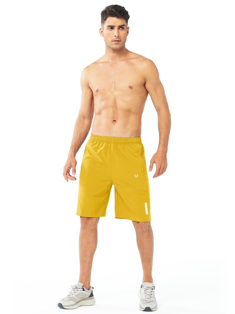 NORTHYARD Men's Athletic Running Shorts Gym Workout 7"/9"/5" Quick Dry Lightweight Sports Basketball Tennis 3 Zipper Pockets YELLOW-9inch XL