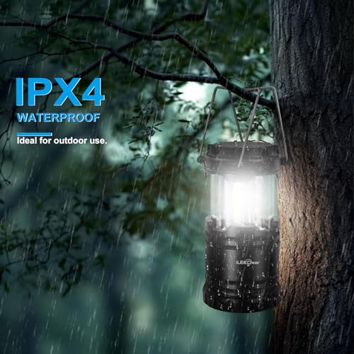 LED Camping Lantern, Battery Operated Lights, Adjustable Brightness for Camping, Power Outages, Emergencies, Outdoor Collapsible Lanterns, 4 Pack