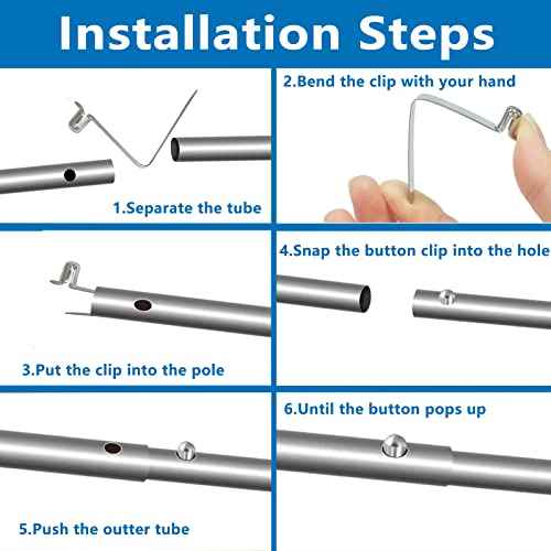 AuRiver 25 PCS Tent Pole Clips Stainless Steel Kayak Paddle Spring Snap Clips Tent Pole Push Button Spring Clips Locking Pin for Camping Kayak Paddle Tent Pole