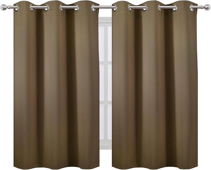 LEMOMO Brown Blackout Curtains/38 x 54 Inch/Set of Two Panels Grommet Living