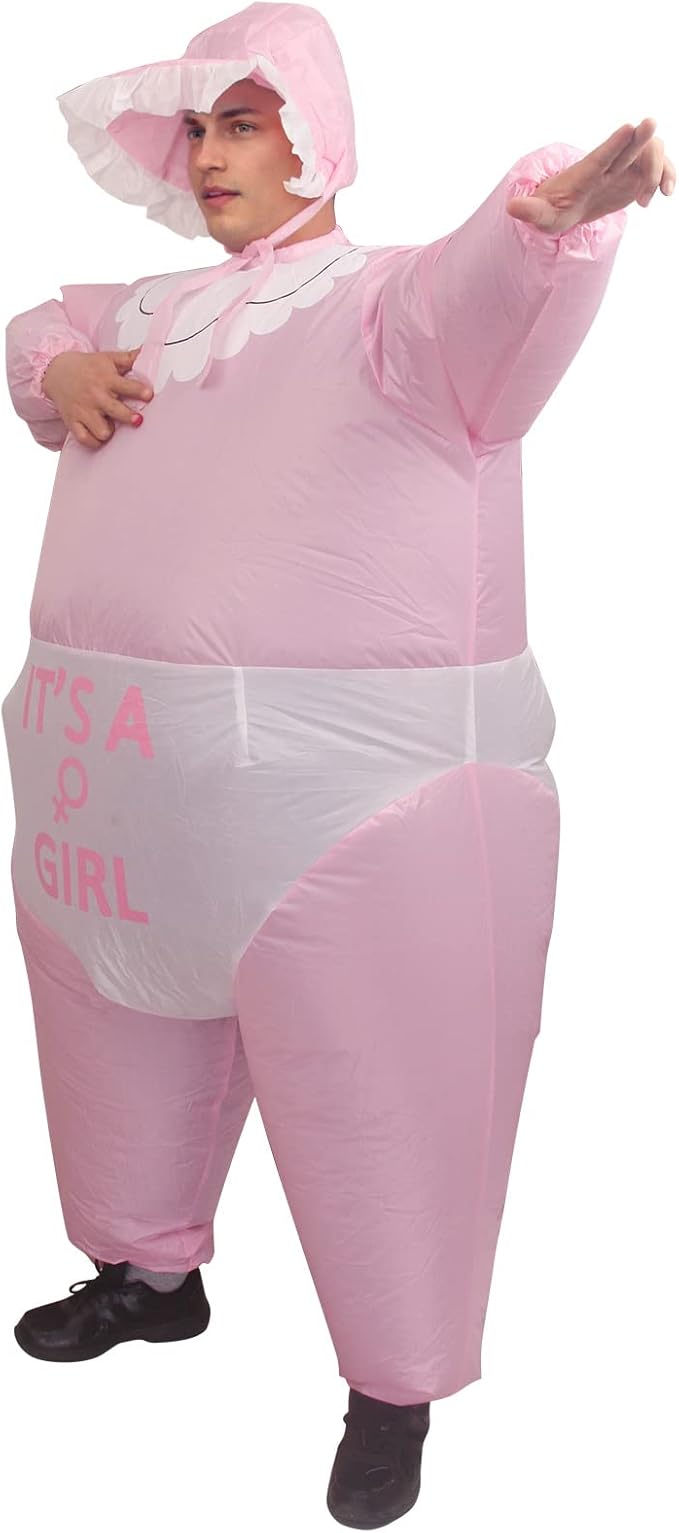 IRETG Inflatable Baby Costume for Adults Funny Blow Up Costume for Baby Shower Gender Reveal Party
