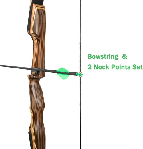 Deerseeker Archery Bow String Replacement - Dacron Bowstring with Finger Protector & Nock Points | 12-16 Strands for 48-70 Inch Recurve & Longbow