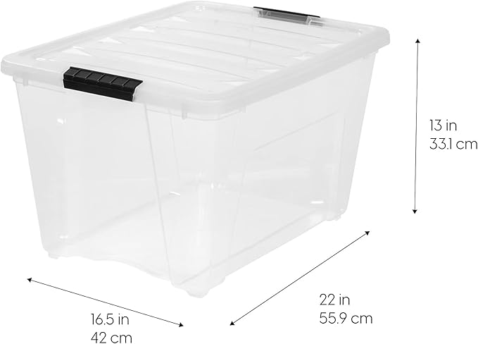 IRIS USA 8 Pack 54 Qt Storage Bins Plastic Gasket Box with Tight Latching Lids