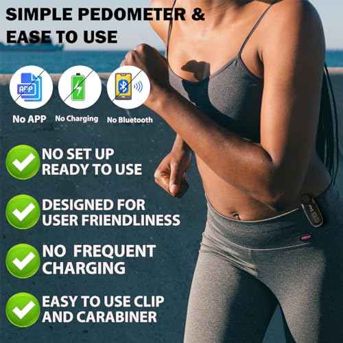 3D Pedometer for Walking with Removable Clip and Carabiner Simple Step Counter for Walking Accurate Clip On Step Tracker for Men Women Kids