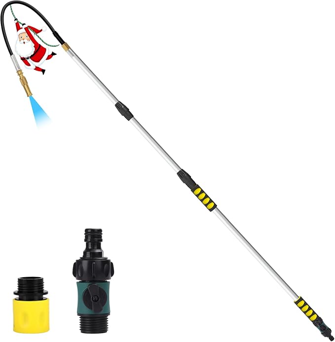 12ft Gutter Cleaning Tools, Long Reach Telescopic Gutter Cleaner Tools From The Ground, Rain Gutters Cleaning Tool With Garden Hose Attachment and Bendable Gutters Wand