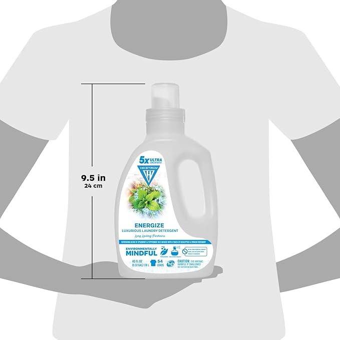 Hiketron Energize Liquid Laundry Detergent, 5x Ultra Concentrated, Tough Stains, Long Lasting Scent (40 Fl Oz, Pack of 1)