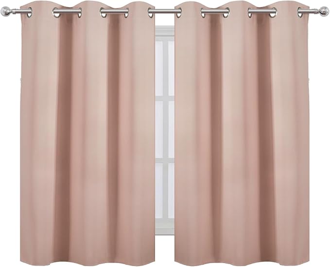 LEMOMO Blush Blackout Curtains/38 x 54 Inch/Set of Two Panels Grommet Living