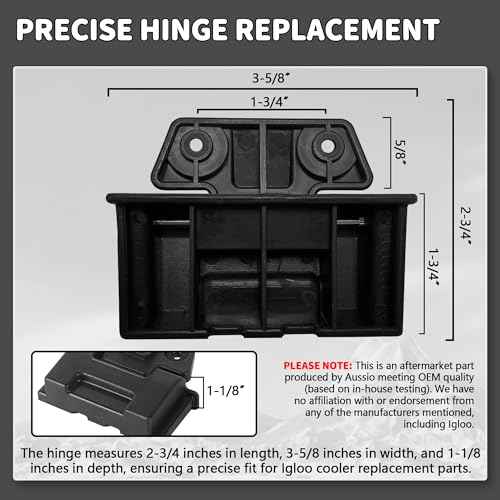 (2 Pack) Coolers Hinge for Igloo 25, 52, 72 Qt BMX Coolers Latch Replacement Parts, Cooler Hinges with Screws for Igloo Cooler Replacement Hinges