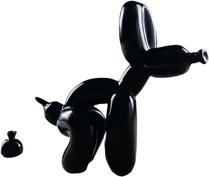 Balloon Dog Mini Poop Dog Decoration Desktop in Living Room Art Animal Small Statue Bookshelf Cute Puppy Decor (Black)