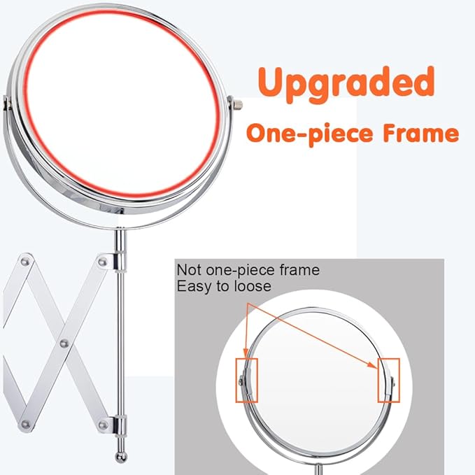 Welllink 8Inch XL Wall Mounted Bathroom Mirror, 1X/7X Magnification,