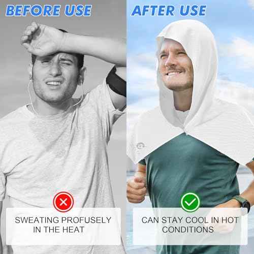 Cooling Hoodie Towels for Neck and Face, UPF 50 Sun Protection & Instant Cooling, Ice Towels for Hot Weather, Soft Breathable Towel for Sport, Work Out, Gym, Camping & More Activities