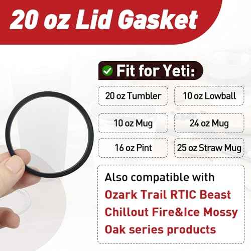 8 Pcs 20 Oz Replacement Lid Seal Gaskets for Yeti Rambler, Rubber O-Ring Cup Lid Seals Compatible with Yeti Stainless Steel Insulated Tumbler