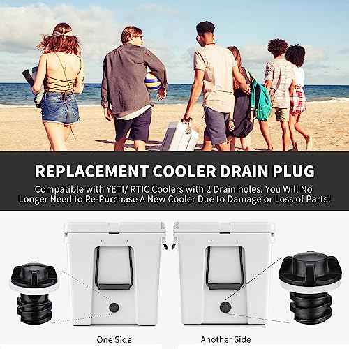 Cooler Plug for RTIC, Large & Small Leak Proof Drain Replacement Plugs Compatible with RTIC 20QT 45QT 65QT Coolers with Two Drains