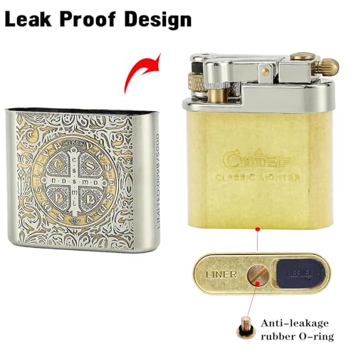 DOUBFIVSY Vintage Trench Lighter, Refillable Kerosene, Mechanical Brass Lighter, Soft Flame, Unique Gift for Men, Dad, Husband (Constantine)