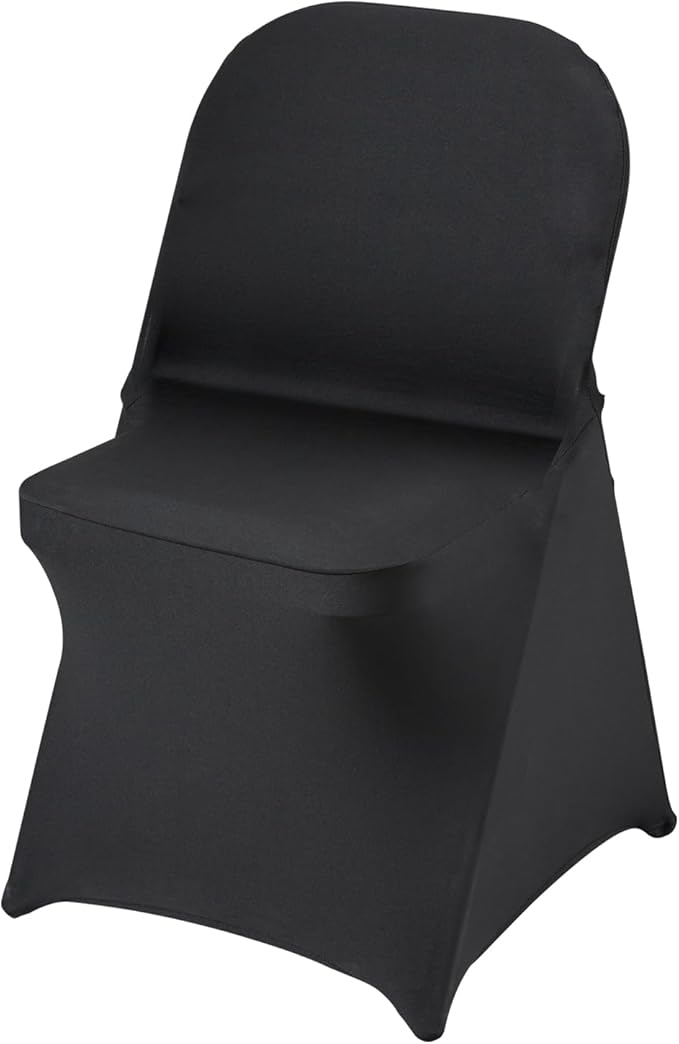 VEVOR Stretch Spandex Folding Chair Covers, Universal Fitted Chair Cover, Removable Washable Protective Slipcovers, for Wedding, Holiday, Banquet, Party, Celebration, Dining (50PCS Black)