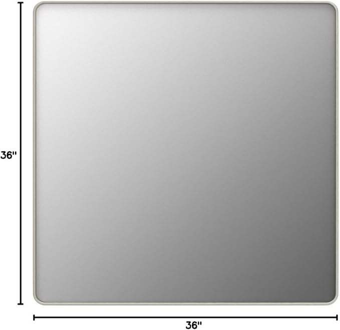 TETOTE Silver Bathroom Mirror, 36 x 36 Inch Wall Mounted Square Brushed Nickel