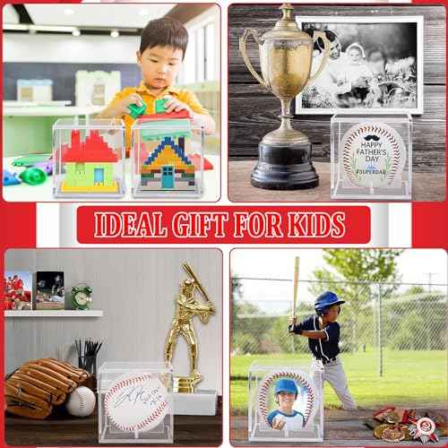 2 Pack Baseball Display Case, Baseball Box with UV Protected,Acrylic Baseball Boxes for Display,Baseball Cube Memorabilia Display Protector,Official Baseball Autograph Display Case