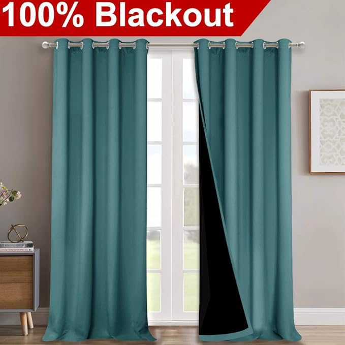 NICETOWN 100% Blackout Blinds, Sea Teal, Laundry Room Decor Window Treatment