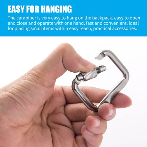 4pcs Square Carabiner, Aluminum Alloy Super Strong Outdoor Square Carabiner Screw Hook Equipment, Buckle Outdoor Hiking Clasp Carabiner for Outdoor Trigger