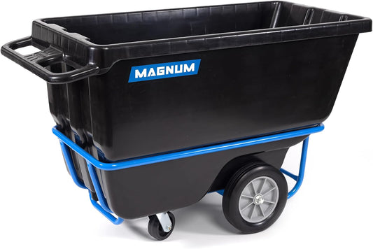 Tilt Truck, 1/2 Cu. Yd. Capacity Dump Cart with Heavy Duty 12” Wheels & 5” Casters & Forklift-able Frame for Jobsites, 850 lbs, Trash Cart with Wheels DUC12T-F-02PK (2-Pack)