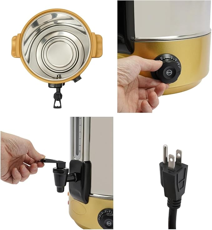Electric Hot Water Dispenser 90 Cups Commercial Coffee Percolator & Beverage Dispenser w/Temperature Control, Stainless Steel Coffee Urn for Coffee & Tea