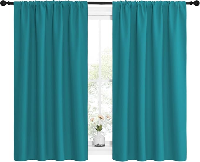 NICETOWN Peacock Blue Blackout Curtains Panels