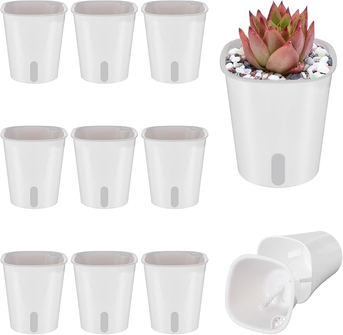 4 Inch Self Watering Pots for Indoor Plants,10 Sets Self Watering Planter Pots with Visual Water Level Window and Multiple Vents,Self Watering Plant Pot for All House Plants,Flowers,Herbs