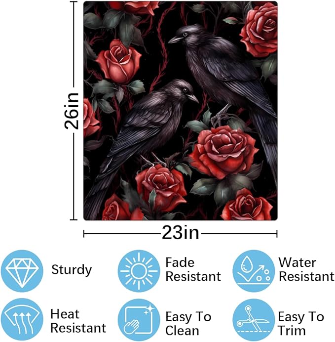 Dishwasher Magnet Cover Halloween Rose Crows Reusable Dishwasher Magnetic Cover Sticker Decorative Dish Washer Door Cover Panel for Home Kitcen Appliance